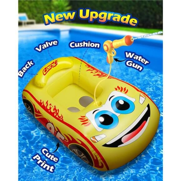 Unisex Kids‎ Pool Float with Water Gun, Inflatable Ride-on Swimming Pool Toy Car - Picture 2 of 6